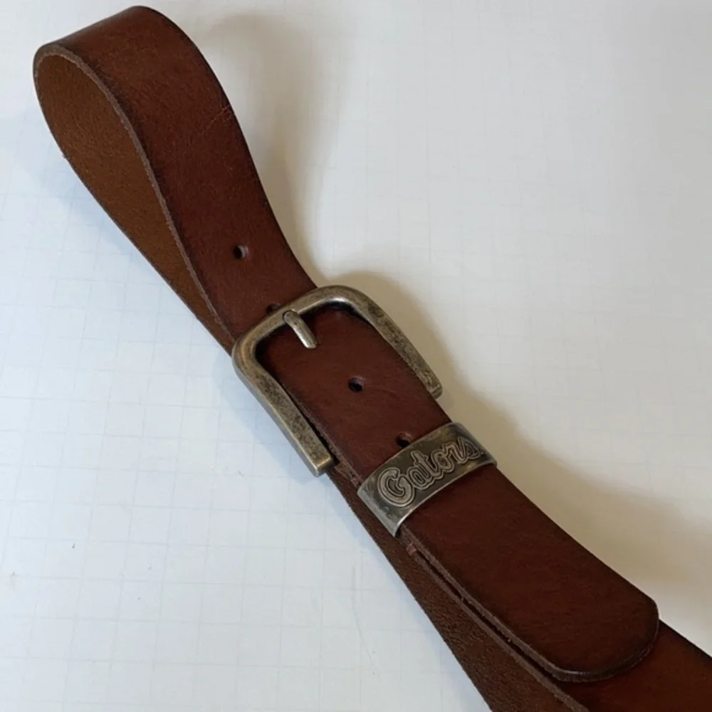 Fossil Brown Leather Gator Belt Size 32